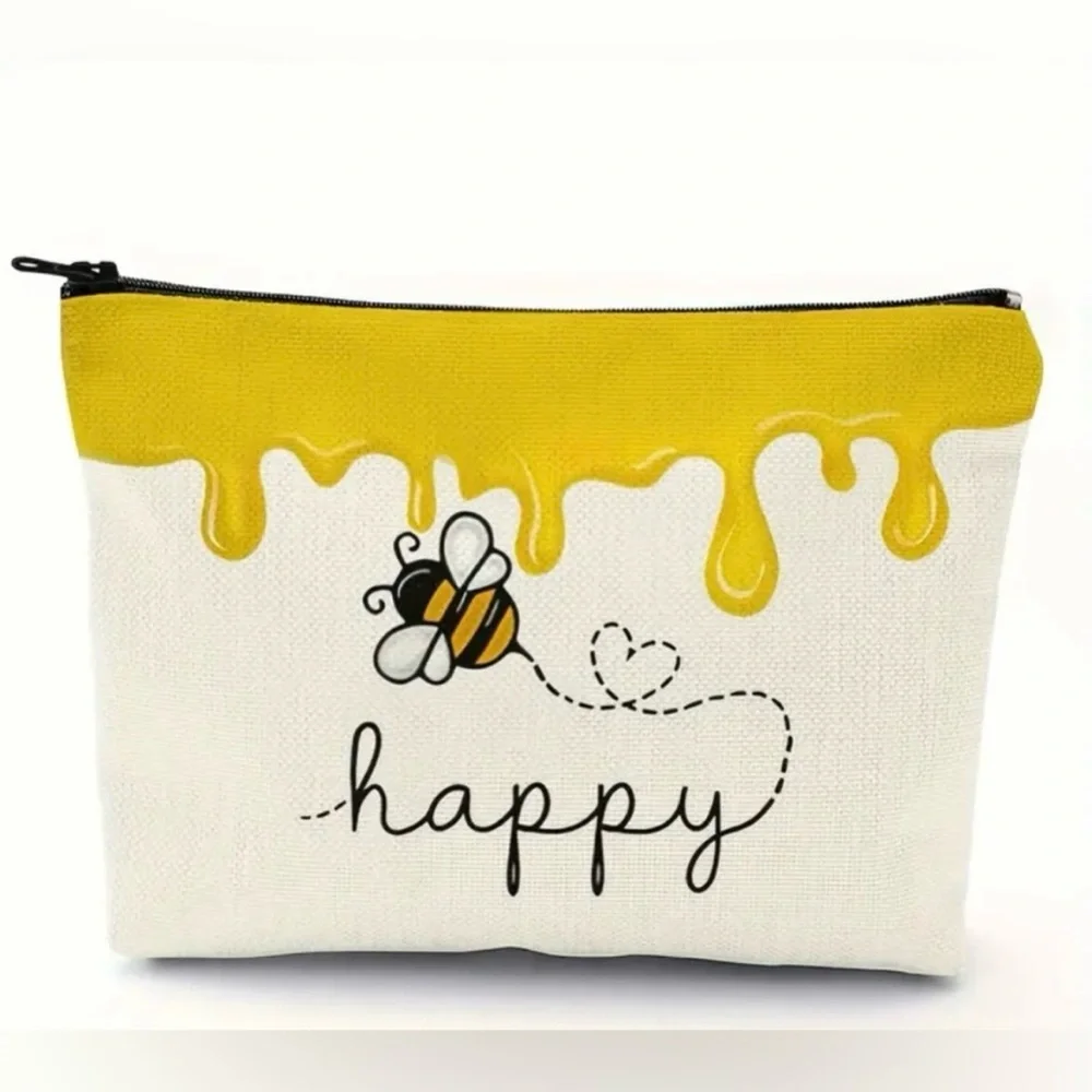 Bee Happy Design Cosmetic Zippered Pouch
